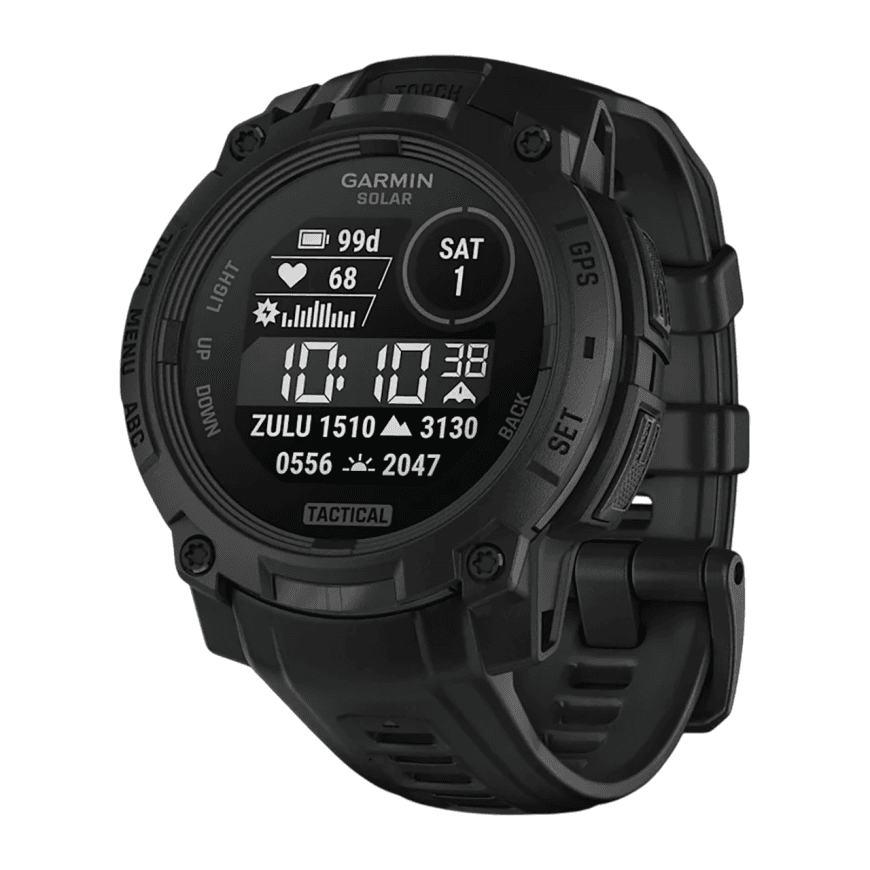 Спортивные часы Garmin Instinct 3, 45 мм, Solar, Tactical Edition, чёрный силиконовый ремешок — фото 3
