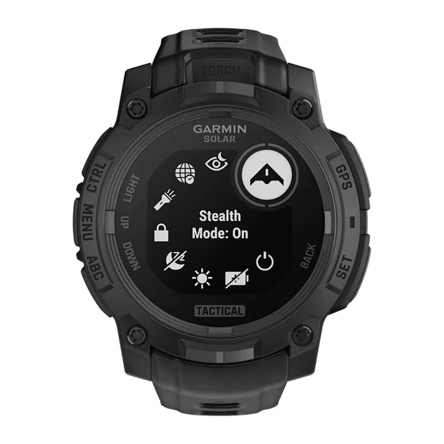 Спортивные часы Garmin Instinct 3, 45 мм, Solar, Tactical Edition, чёрный силиконовый ремешок — фото 5