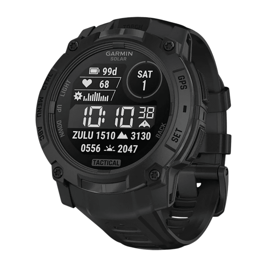 Спортивные часы Garmin Instinct 3, 50 мм, Solar, Tactical Edition, чёрный силиконовый ремешок — фото 3