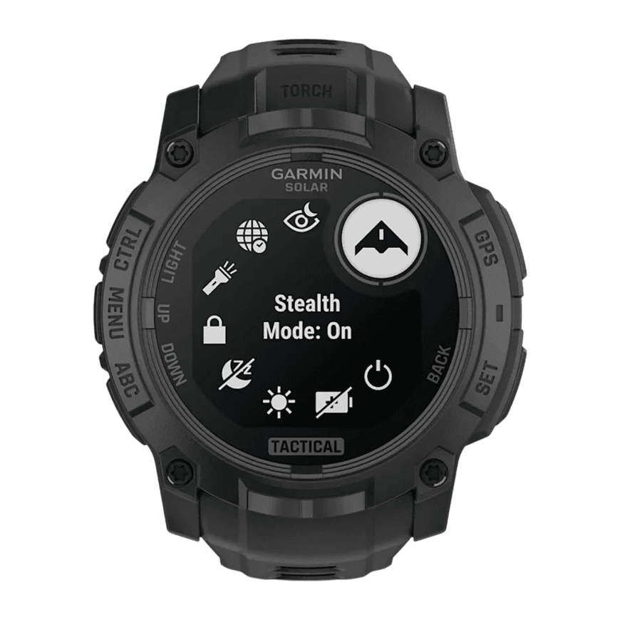 Спортивные часы Garmin Instinct 3, 50 мм, Solar, Tactical Edition, чёрный силиконовый ремешок — фото 6