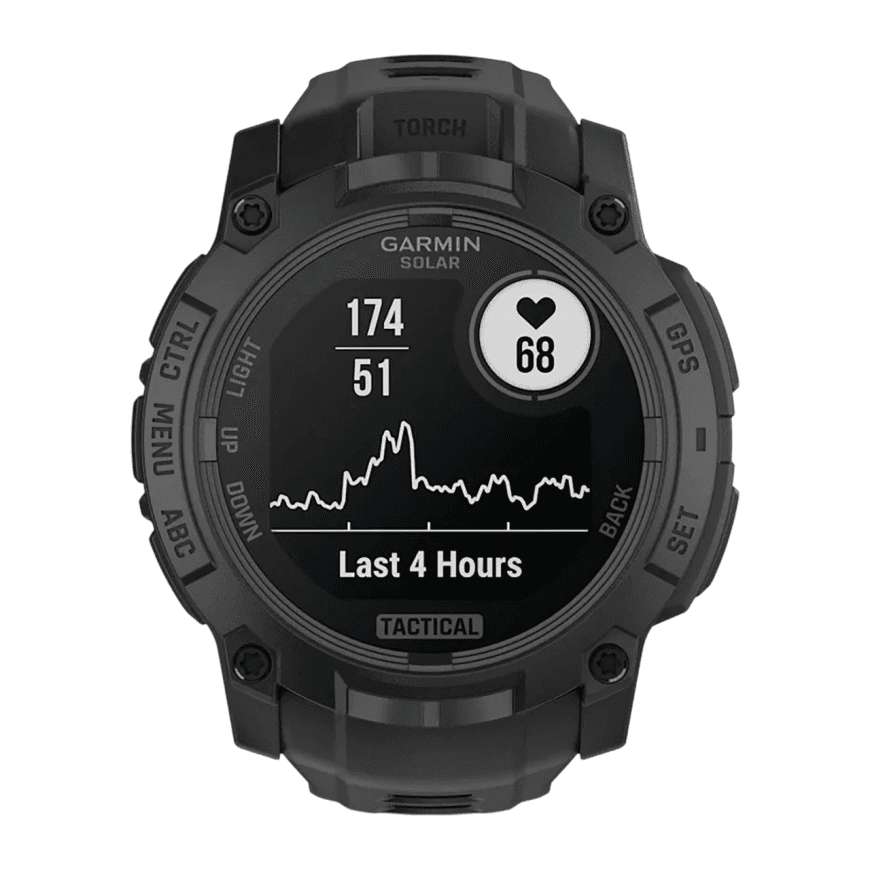 Спортивные часы Garmin Instinct 3, 50 мм, Solar, Tactical Edition, чёрный силиконовый ремешок — фото 2