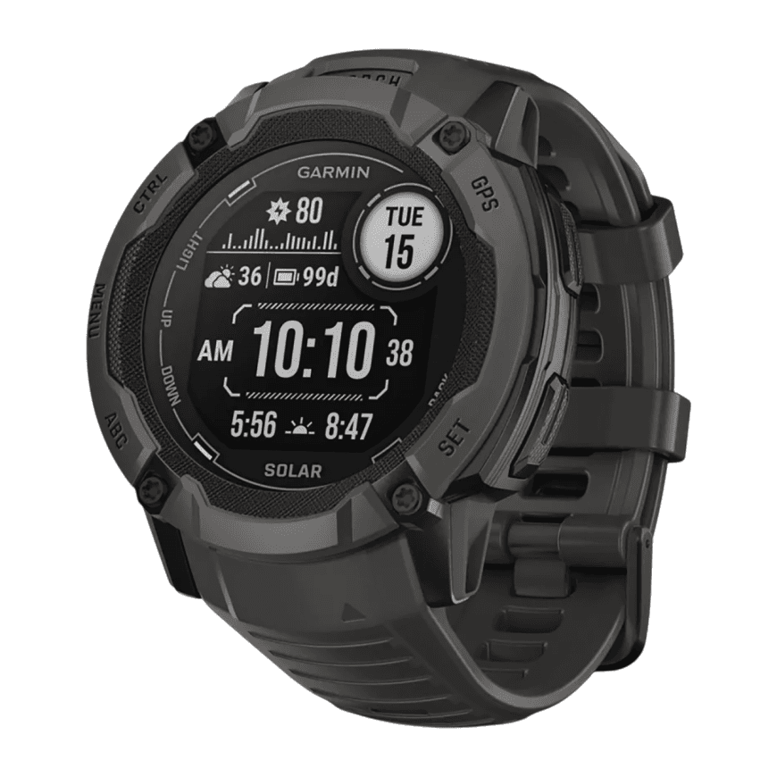 Спортивные часы Garmin Instinct 2X Solar Standard Edition, 50 мм, силиконовый ремешок графитового цвета — фото 3