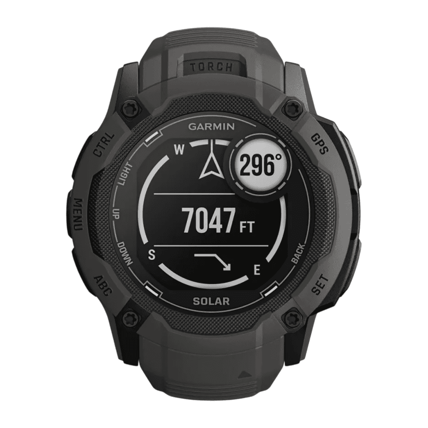 Спортивные часы Garmin Instinct 2X Solar Standard Edition, 50 мм, силиконовый ремешок графитового цвета — фото 6