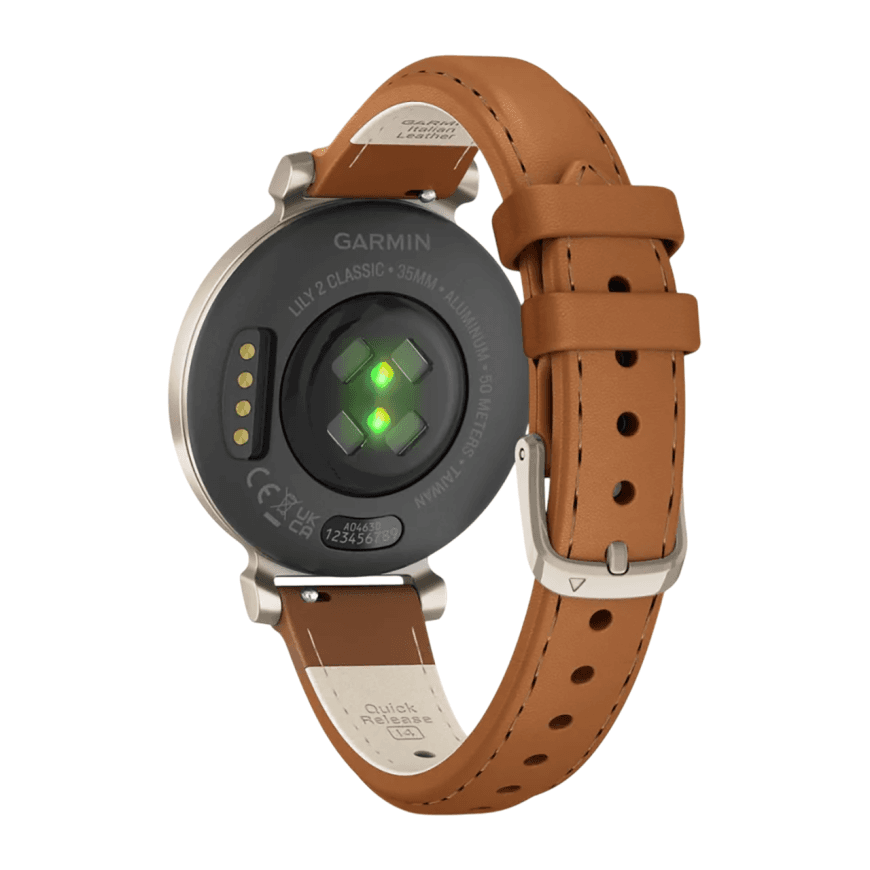 Спортивные часы Garmin Lily 2 Classic, рыжевато-коричневый кожаный ремешок — фото 6