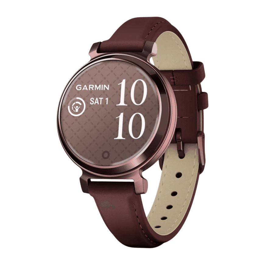 Спортивные часы Garmin Lily 2 Classic, кожаный ремешок цвета «красная шелковица» — фото 3