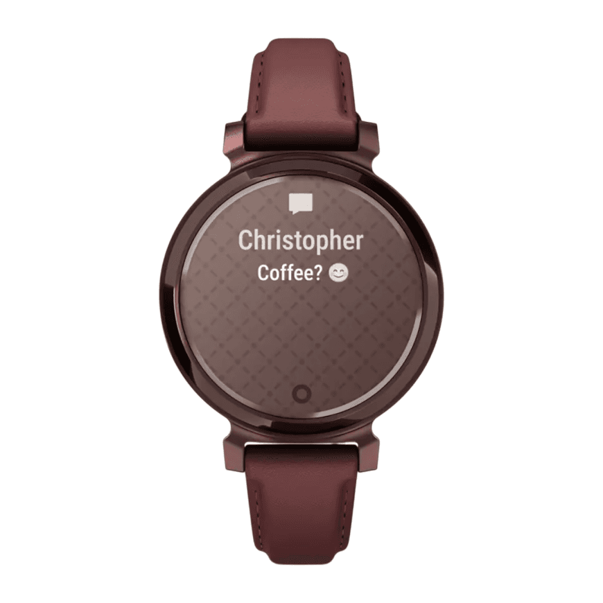 Спортивные часы Garmin Lily 2 Classic, кожаный ремешок цвета «красная шелковица» — фото 5