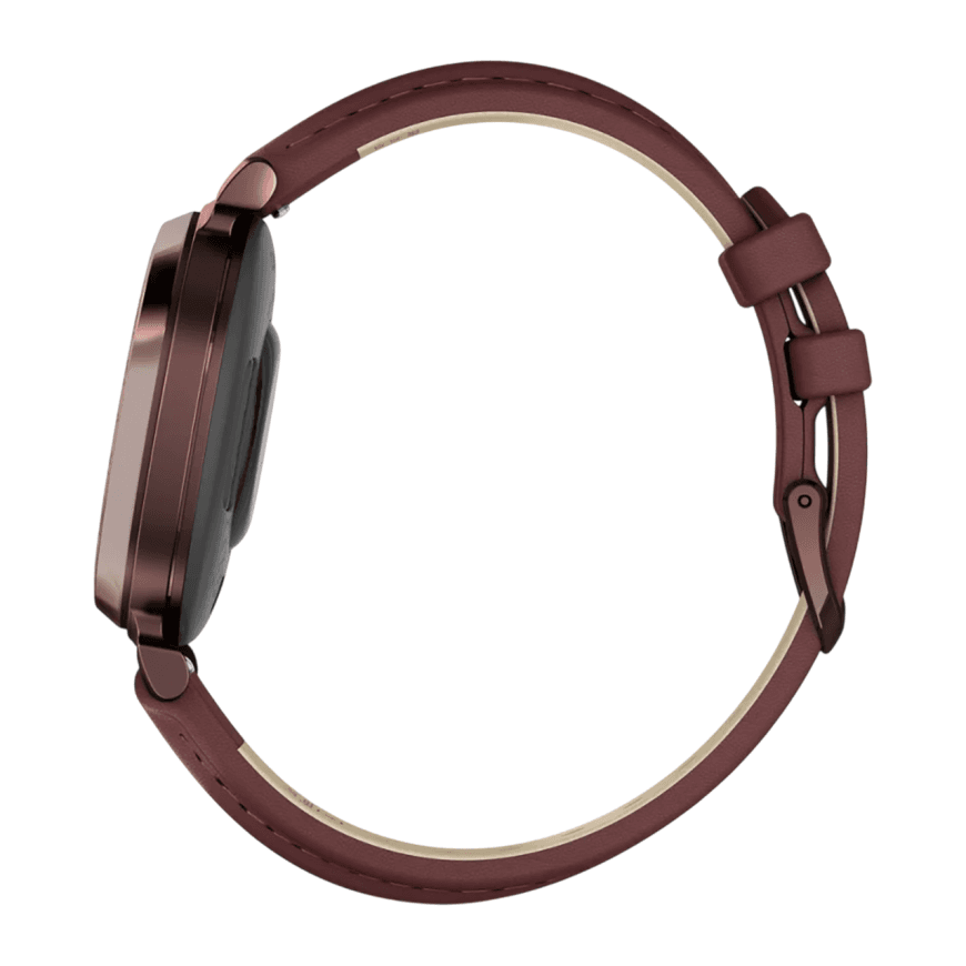 Спортивные часы Garmin Lily 2 Classic, кожаный ремешок цвета «красная шелковица» — фото 4