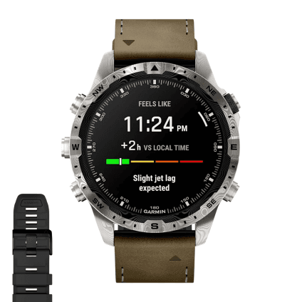 Спортивные часы Garmin MARQ Adventurer (Gen 2) Damascus Steel Edition, гибридный ремешок, чёрный силиконовый ремешок