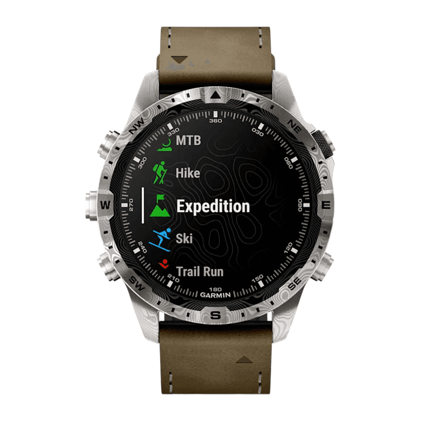 Спортивные часы Garmin MARQ Adventurer (Gen 2) Damascus Steel Edition, гибридный ремешок, чёрный силиконовый ремешок — фото 5