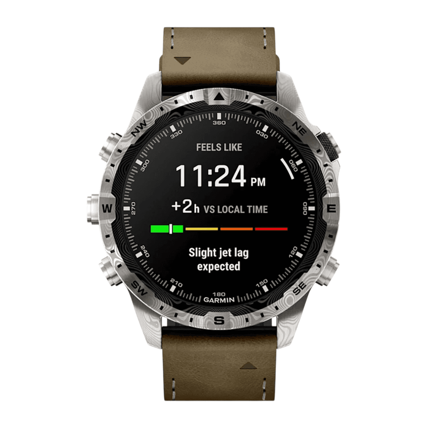 Спортивные часы Garmin MARQ Adventurer (Gen 2) Damascus Steel Edition, гибридный ремешок, чёрный силиконовый ремешок — фото 3