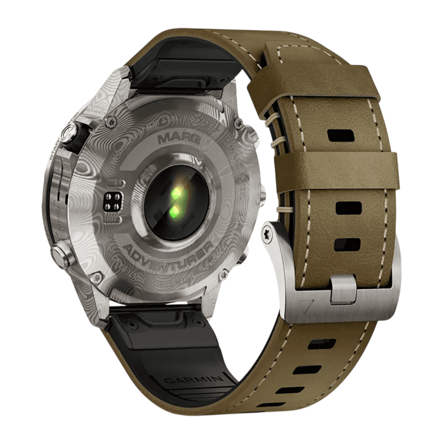 Спортивные часы Garmin MARQ Adventurer (Gen 2) Damascus Steel Edition, гибридный ремешок, чёрный силиконовый ремешок — фото 6