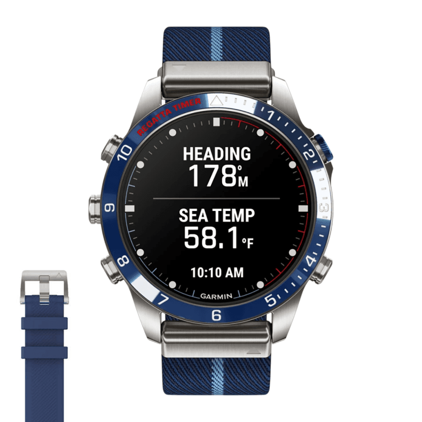 Спортивные часы Garmin MARQ Captain (Gen 2), тёмно-синий нейлоновый ремешок, тёмно-синий силиконовый ремешок — фото 2