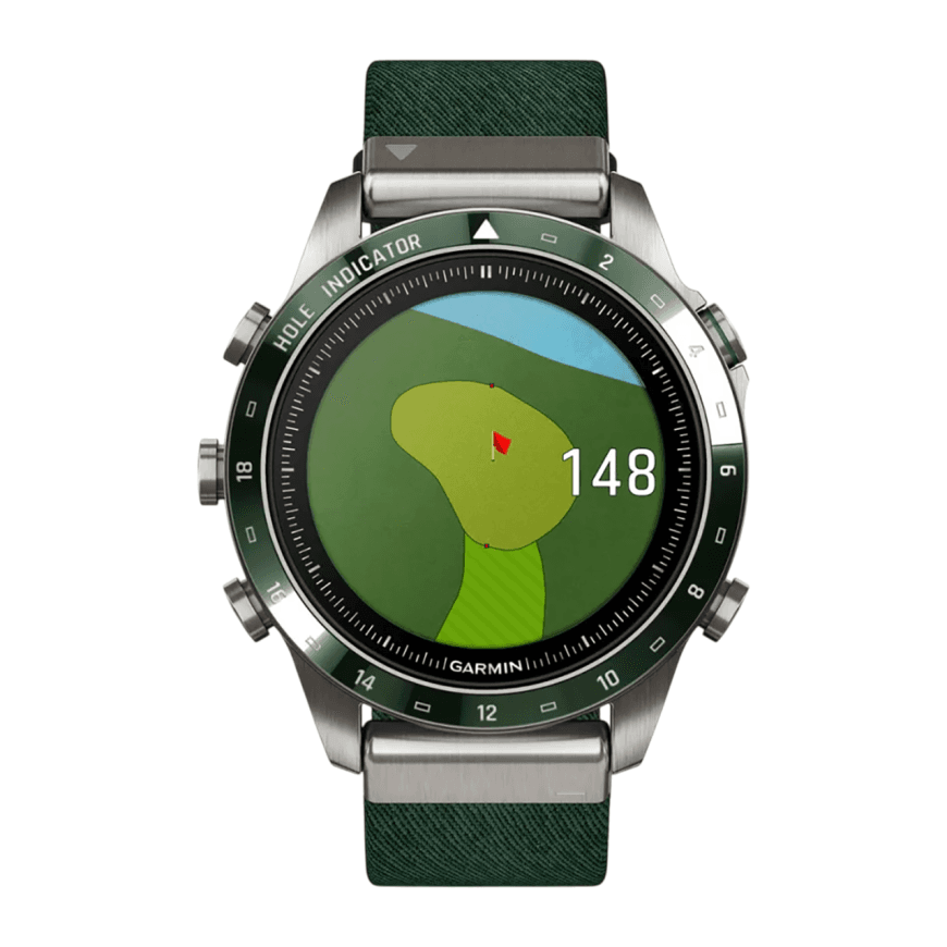 Спортивные часы Garmin MARQ Golfer (Gen 2), нейлоновый ремешок цвета «сосновый лес», силиконовый ремешок цвета «сосновый лес» — фото 6