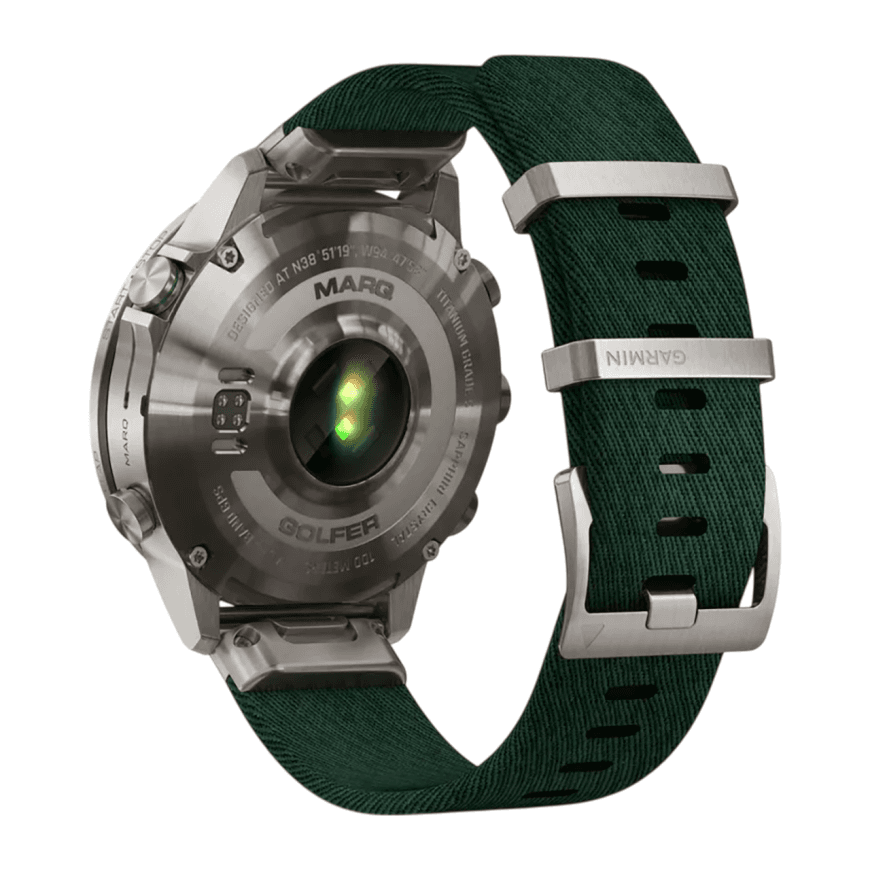 Спортивные часы Garmin MARQ Golfer (Gen 2), нейлоновый ремешок цвета «сосновый лес», силиконовый ремешок цвета «сосновый лес» — фото 5