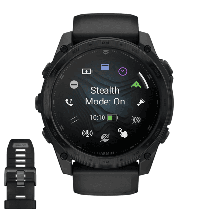 Спортивные часы Garmin tactix 8, 51 мм, AMOLED, чёрный нейлоновый ремешок, силиконовый ремешок цвета чёрный/«серая галька»