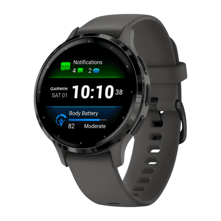 Спортивные часы Garmin Venu 3S, 41 мм, серый силиконовый ремешок — фото 3