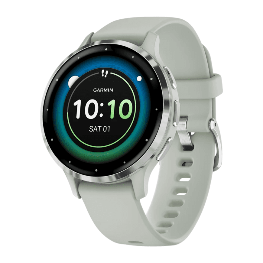 Спортивные часы Garmin Venu 3S, 41 мм, силиконовый ремешок серо-шалфейного цвета — фото 3