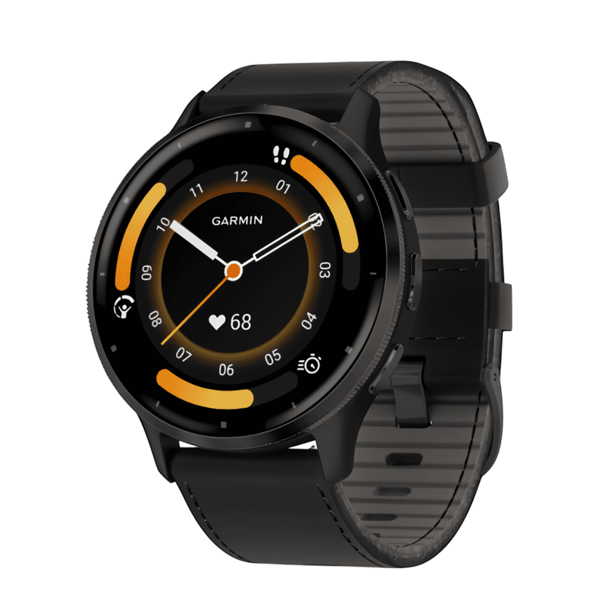 Спортивные часы Garmin Venu 3, 45 мм, чёрный кожаный ремешок, чёрный силиконовый ремешок — фото 3