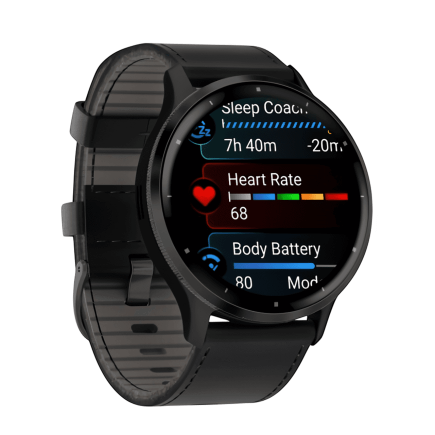 Спортивные часы Garmin Venu 3, 45 мм, чёрный кожаный ремешок, чёрный силиконовый ремешок — фото 6