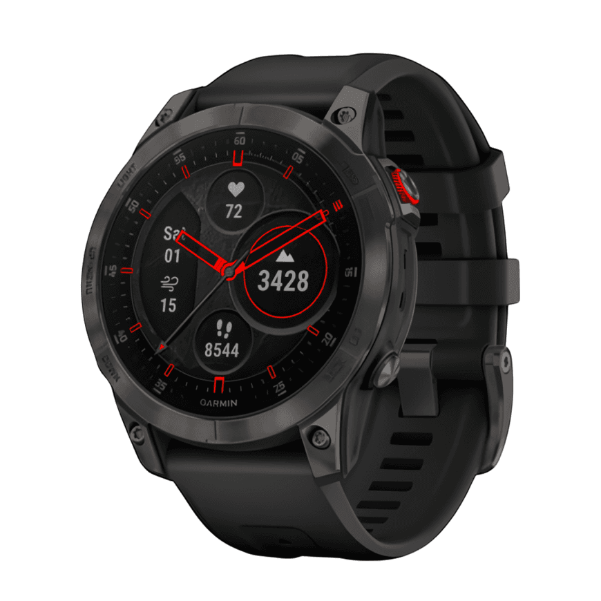 Спортивные часы Garmin epix (Gen 2) Sapphire Edition, 47 мм, чёрный силиконовый ремешок — фото 3