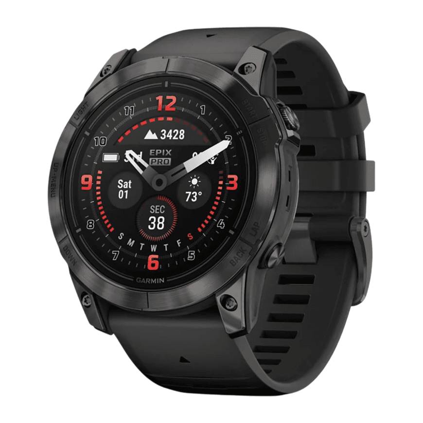 Спортивные часы Garmin epix Pro (Gen 2) Sapphire Edition, 51 мм, чёрный силиконовый ремешок — фото 3