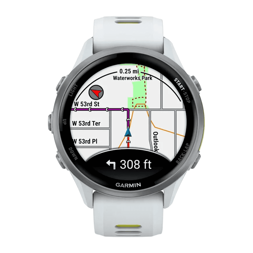 Спортивные часы Garmin Forerunner 970, силиконовый ремешок цвета «Уайтстоун»/дымчато-жёлтый — фото 6