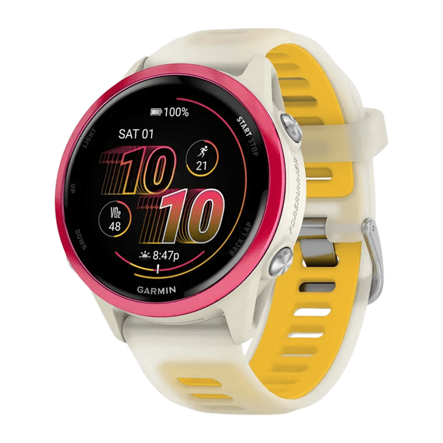 Спортивные часы Garmin Forerunner 570, 42 мм, силиконовый ремешок цвета «полупрозрачный костяной»/«манго» — фото 3