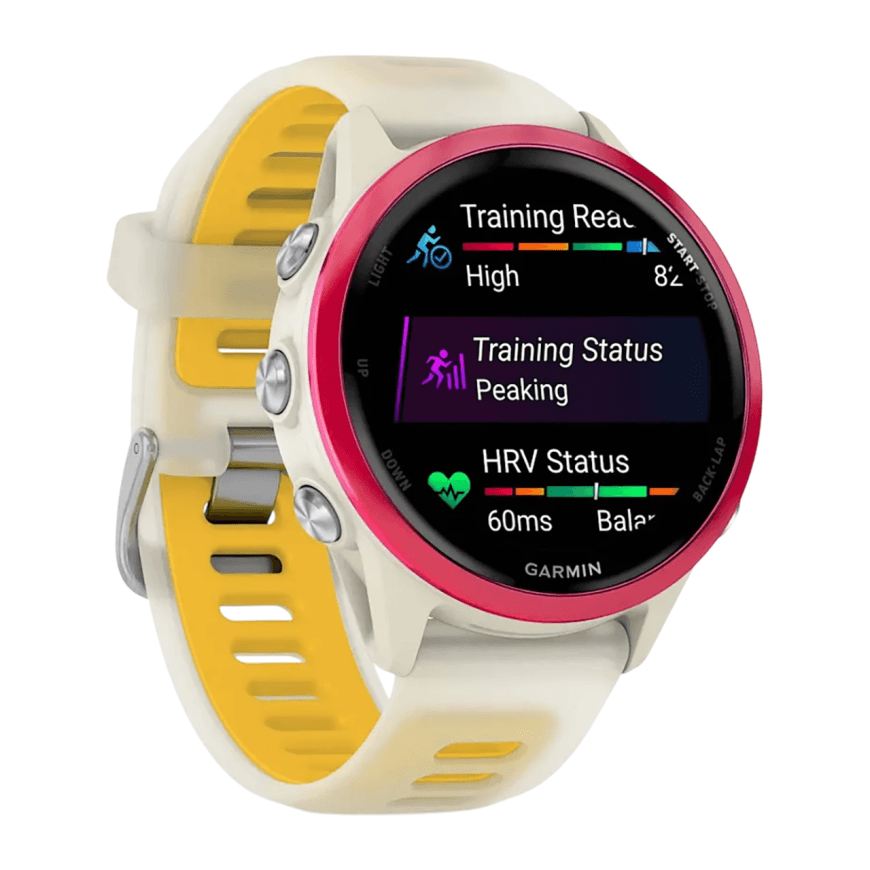 Спортивные часы Garmin Forerunner 570, 42 мм, силиконовый ремешок цвета «полупрозрачный костяной»/«манго» — фото 6