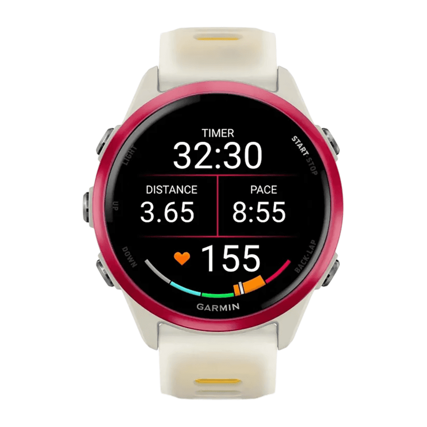 Спортивные часы Garmin Forerunner 570, 42 мм, силиконовый ремешок цвета «полупрозрачный костяной»/«манго» — фото 2
