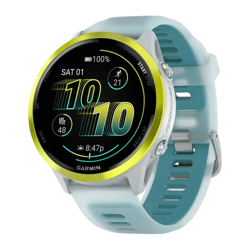 Спортивные часы Garmin Forerunner 570, 47 мм, силиконовый ремешок цвета «полупрозрачный серый»/бирюзовый — фото 3