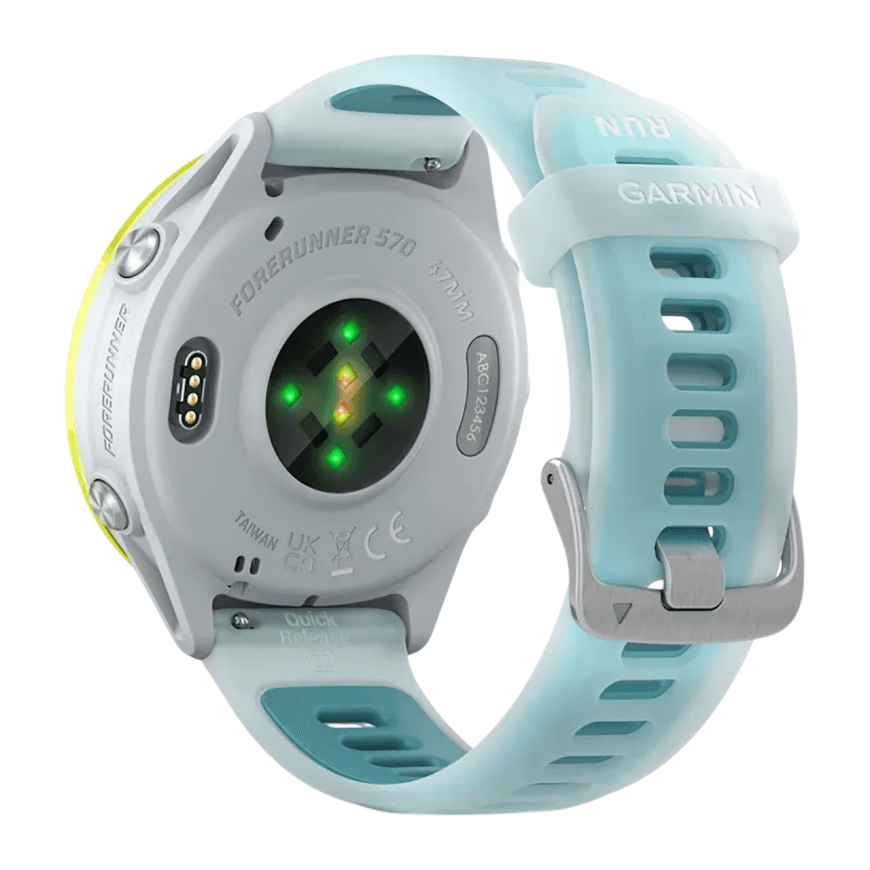 Спортивные часы Garmin Forerunner 570, 47 мм, силиконовый ремешок цвета «полупрозрачный серый»/бирюзовый — фото 5