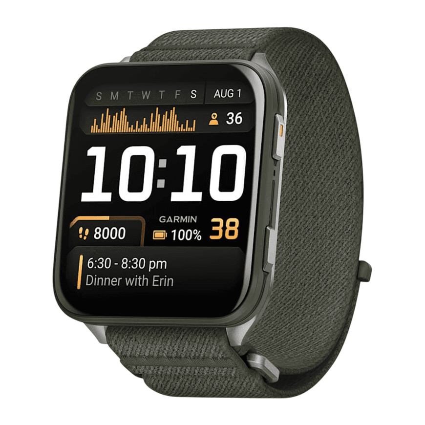 Спортивные часы Garmin Venu X1, нейлоновый браслет ComfortFit цвета «мох» — фото 3