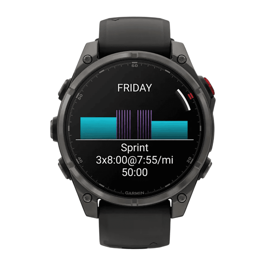 Спортивные часы Garmin fenix 8 Pro, 47 мм, AMOLED, титан с DLC, сапфир, силиконовый ремешок цвета «чёрный/серый» — фото 3