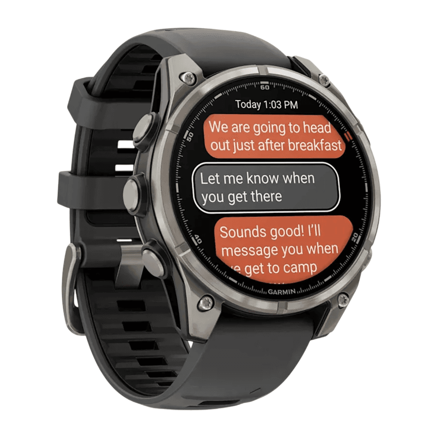 Спортивные часы Garmin fenix 8 Pro, 47 мм, AMOLED, титан с DLC, сапфир, каштановый кожаный ремешок, силиконовый ремешок цвета «графитовый/чёрный» — фото 6