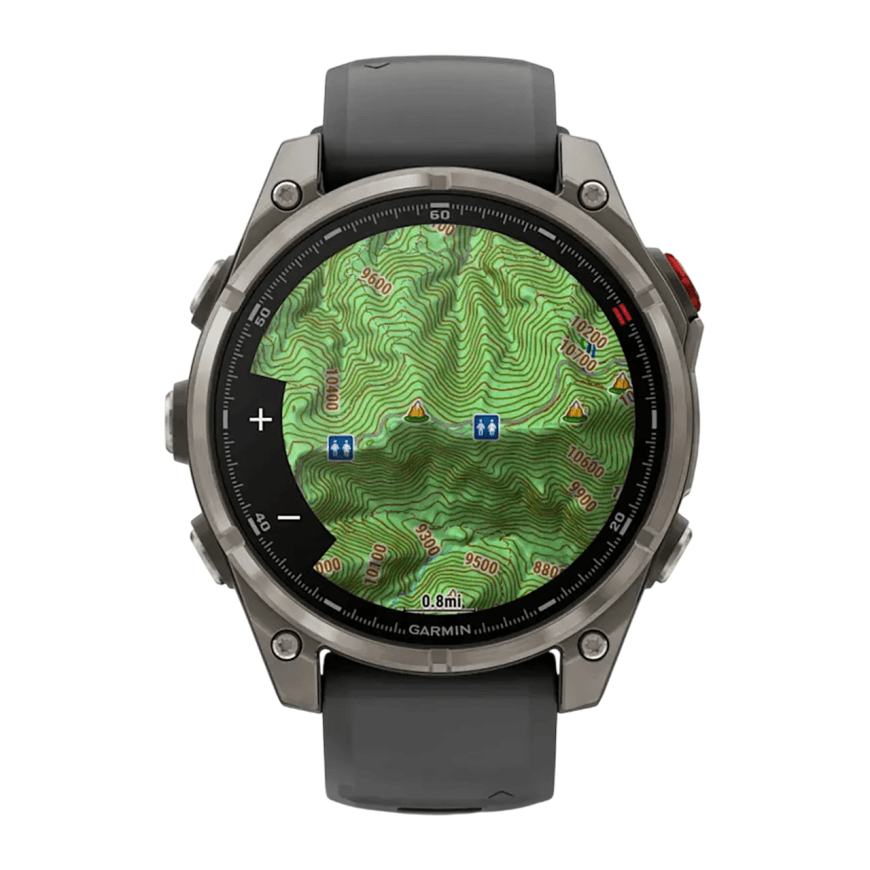 Спортивные часы Garmin fenix 8 Pro, 47 мм, AMOLED, титан с DLC, сапфир, каштановый кожаный ремешок, силиконовый ремешок цвета «графитовый/чёрный» — фото 4