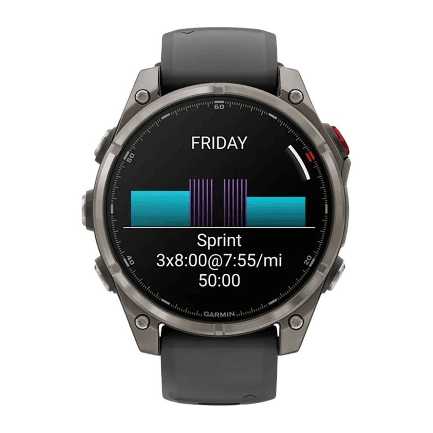 Спортивные часы Garmin fenix 8 Pro, 47 мм, AMOLED, титан с DLC, сапфир, каштановый кожаный ремешок, силиконовый ремешок цвета «графитовый/чёрный» — фото 3