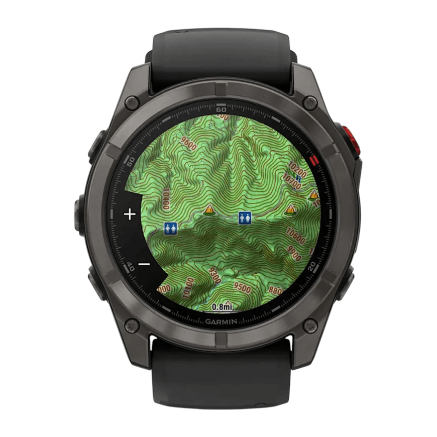 Спортивные часы Garmin fenix 8 Pro, 51 мм, AMOLED, титан с DLC, сапфир, силиконовый ремешок цвета «чёрный/серый» — фото 4