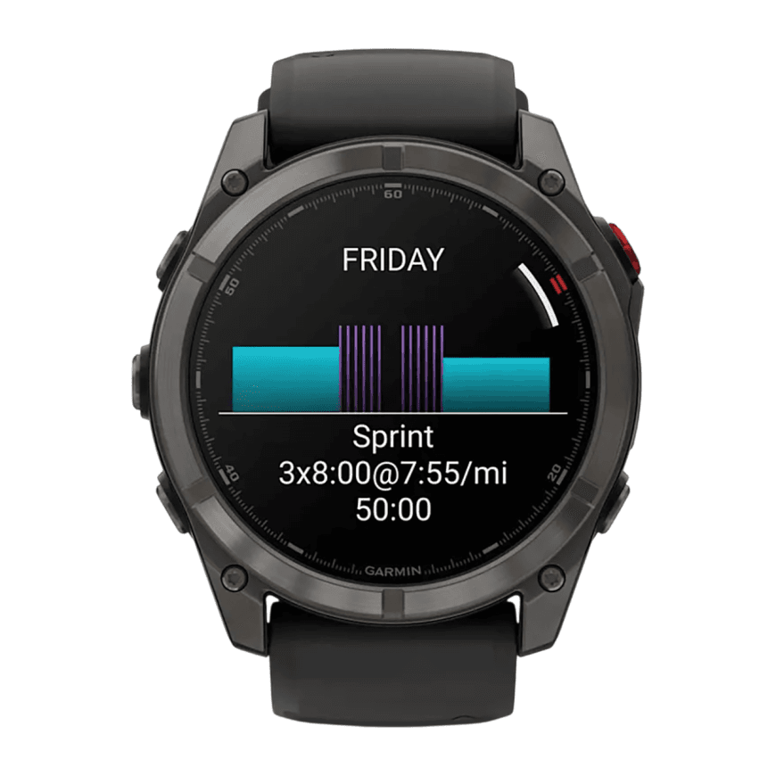 Спортивные часы Garmin fenix 8 Pro, 51 мм, AMOLED, титан с DLC, сапфир, силиконовый ремешок цвета «чёрный/серый» — фото 3