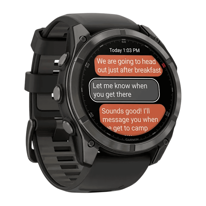 Спортивные часы Garmin fenix 8 Pro, 51 мм, AMOLED, титан с DLC, сапфир, каштановый кожаный ремешок, силиконовый ремешок цвета «графитовый/чёрный» — фото 6