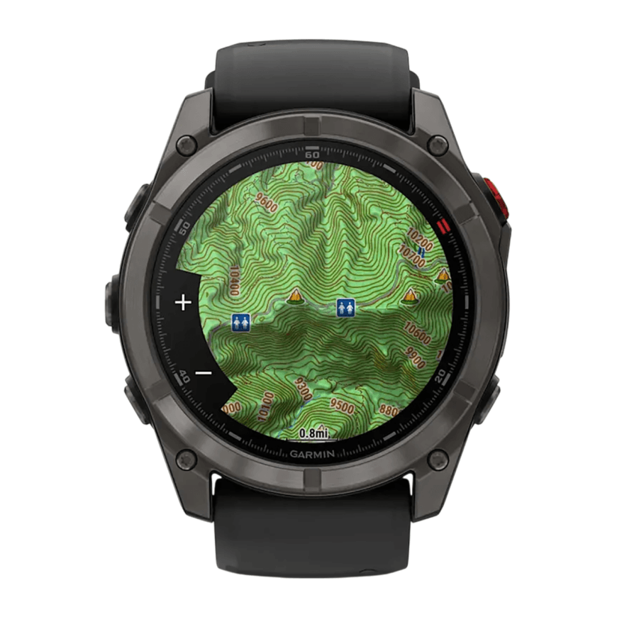 Спортивные часы Garmin fenix 8 Pro, 51 мм, AMOLED, титан с DLC, сапфир, каштановый кожаный ремешок, силиконовый ремешок цвета «графитовый/чёрный» — фото 3