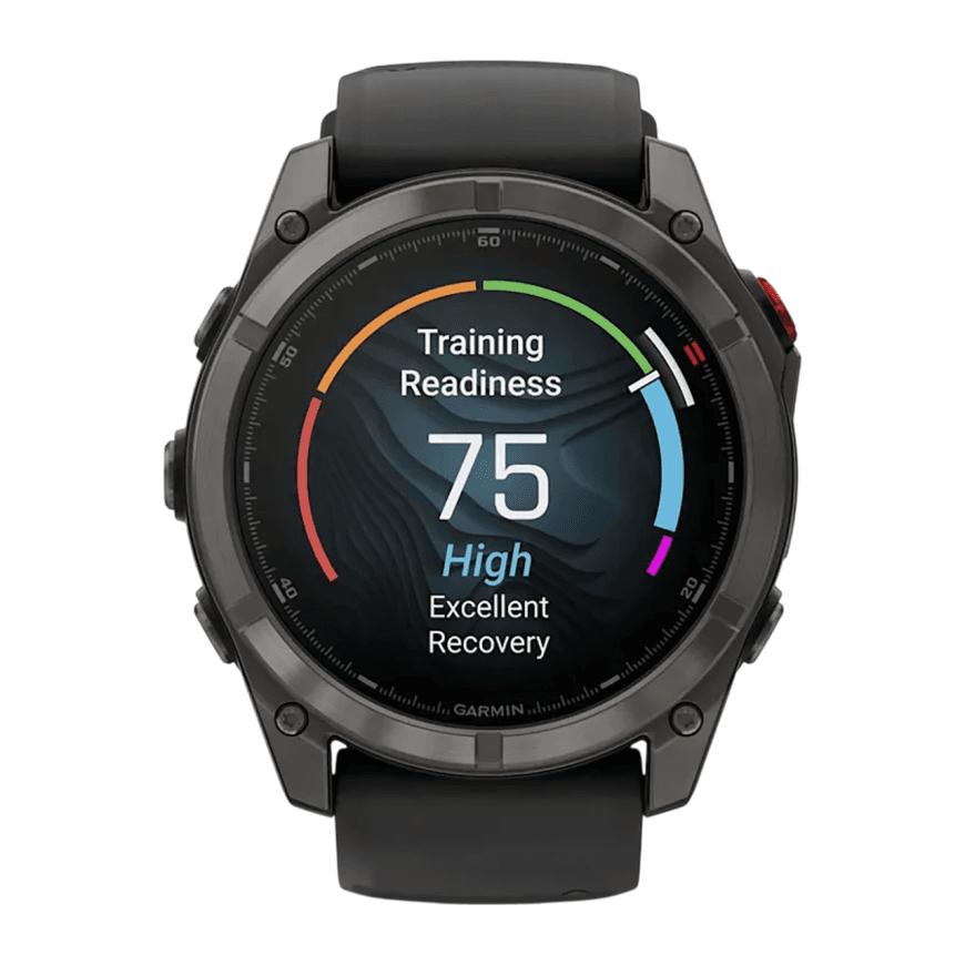 Спортивные часы Garmin fenix 8 Pro, 51 мм, AMOLED, титан с DLC, сапфир, каштановый кожаный ремешок, силиконовый ремешок цвета «графитовый/чёрный» — фото 2