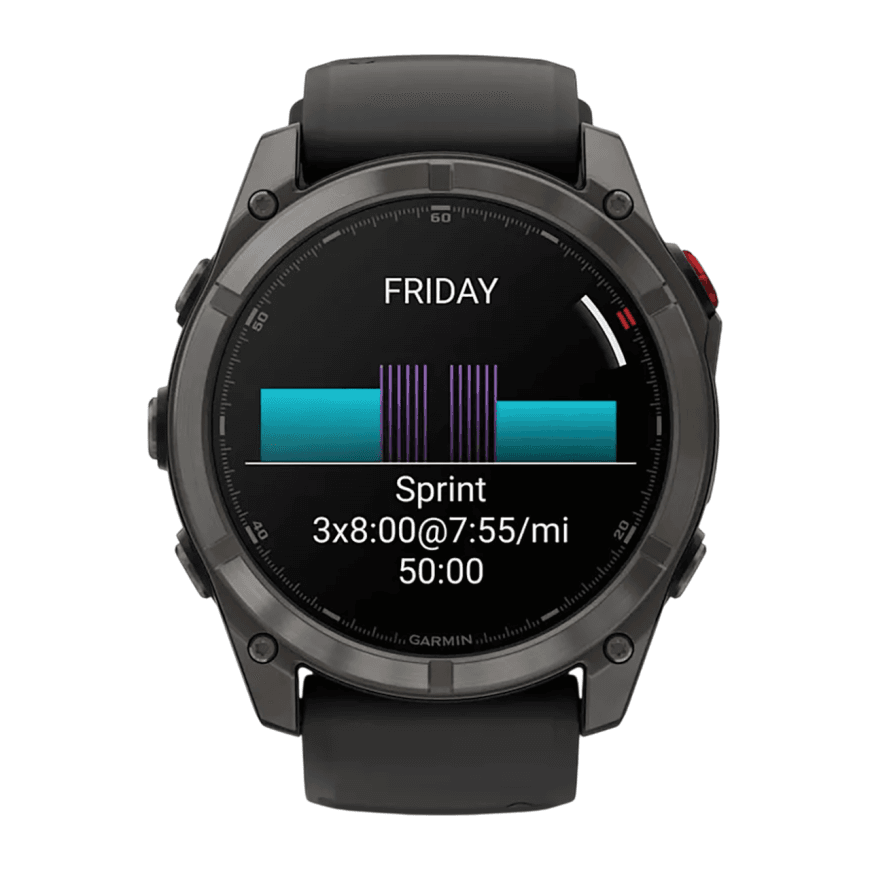 Спортивные часы Garmin fenix 8 Pro, 51 мм, AMOLED, титан с DLC, сапфир, каштановый кожаный ремешок, силиконовый ремешок цвета «графитовый/чёрный» — фото 4