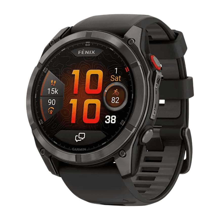 Спортивные часы Garmin fenix 8 Pro, 51 мм, AMOLED, титан с DLC, сапфир, каштановый кожаный ремешок, силиконовый ремешок цвета «графитовый/чёрный» — фото 5