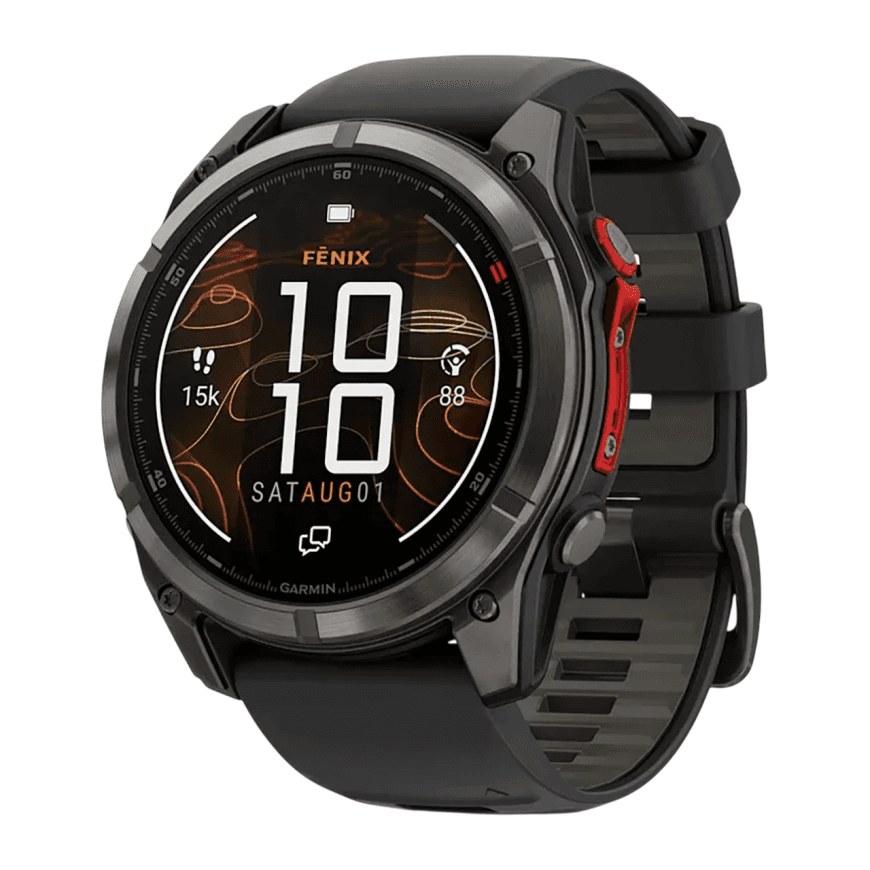 Спортивные часы Garmin fenix 8 Pro, 51 мм, MicroLED, титан с DLC, сапфир, силиконовый ремешок цвета «чёрный/серый» — фото 5