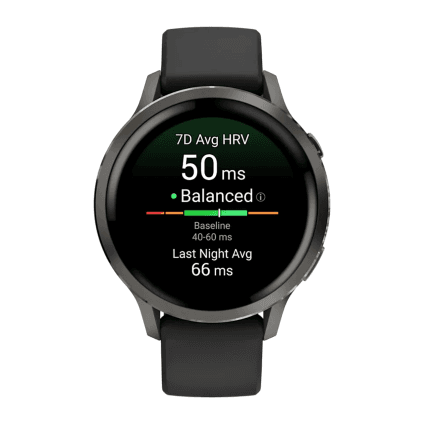 Спортивные часы Garmin Venu 4, 41 мм, чёрный силиконовый ремешок