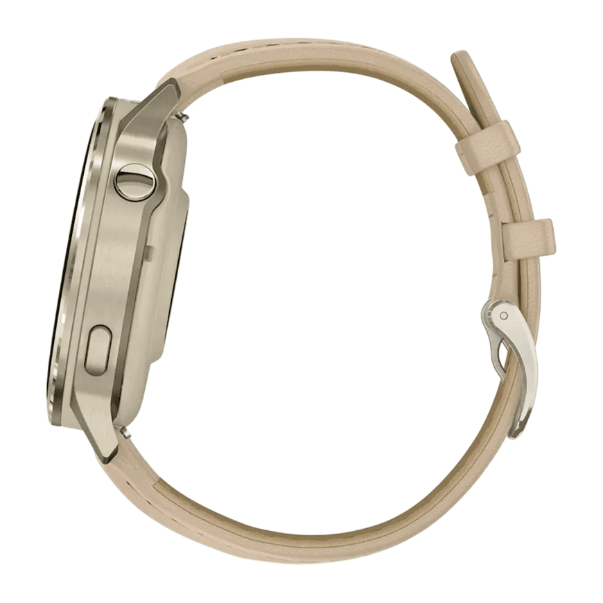Спортивные часы Garmin Venu 4, 41 мм, светло-песочный кожаный ремешок, силиконовый ремешок цвета кости — фото 5