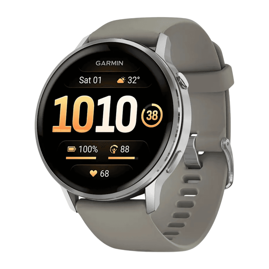 Спортивные часы Garmin Venu 4, 45 мм, серебристо-серый силиконовый ремешок — фото 3