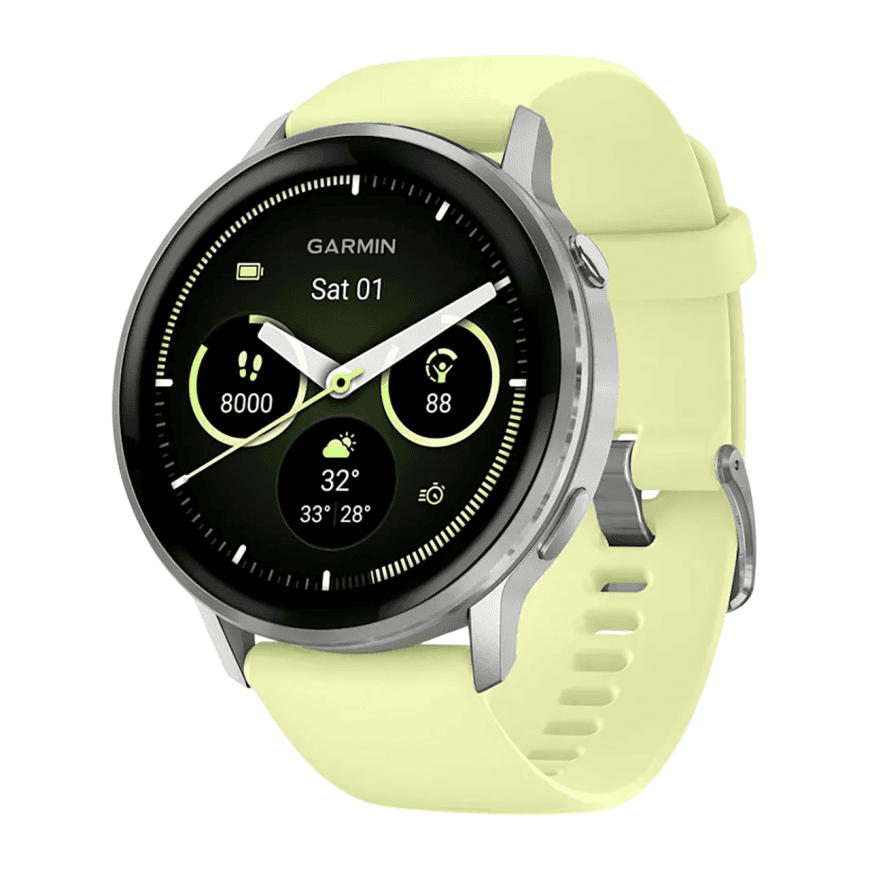 Спортивные часы Garmin Venu 4, 45 мм, силиконовый ремешок лимонного цвета — фото 3