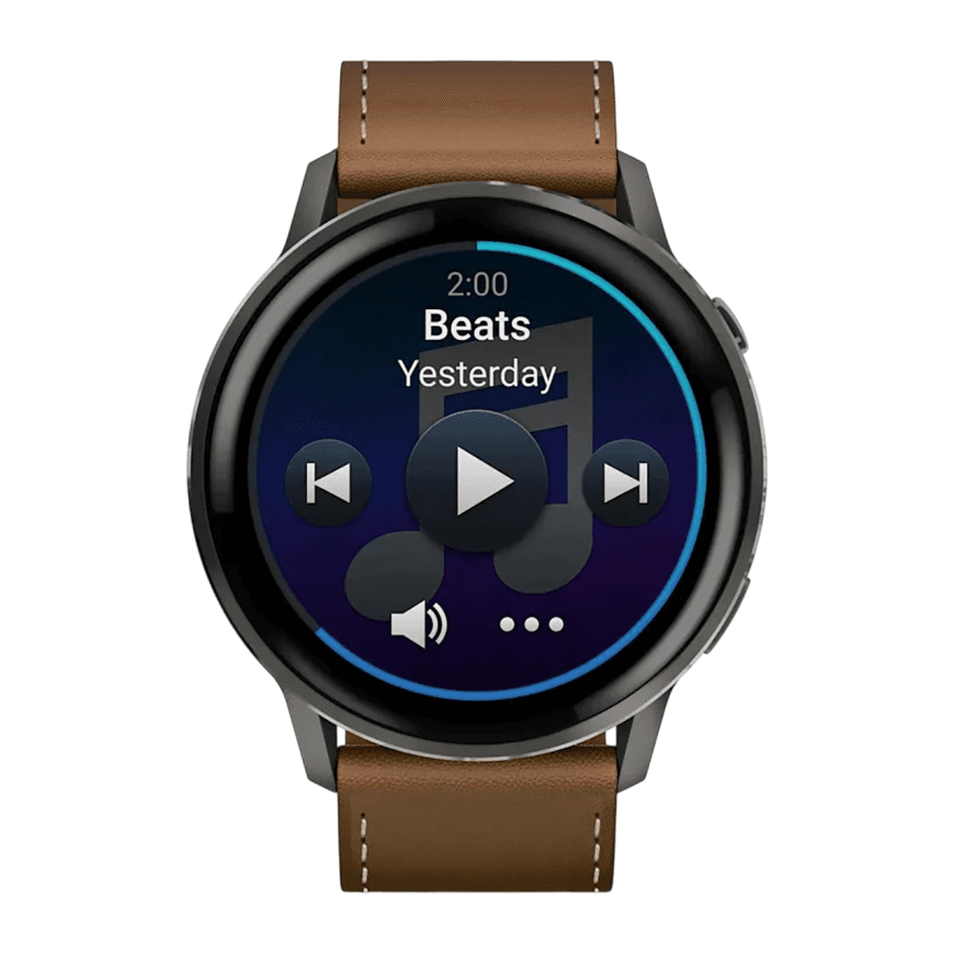 Спортивные часы Garmin Venu 4, 45 мм, коричневый кожаный ремешок, чёрный силиконовый ремешок — фото 2