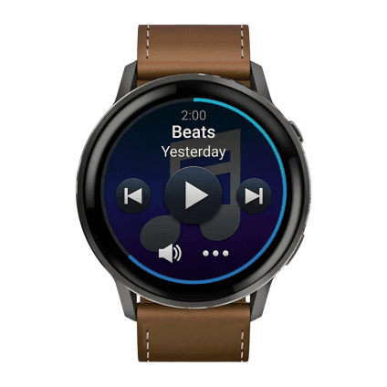 Спортивные часы Garmin Venu 4, 45 мм, коричневый кожаный ремешок, чёрный силиконовый ремешок